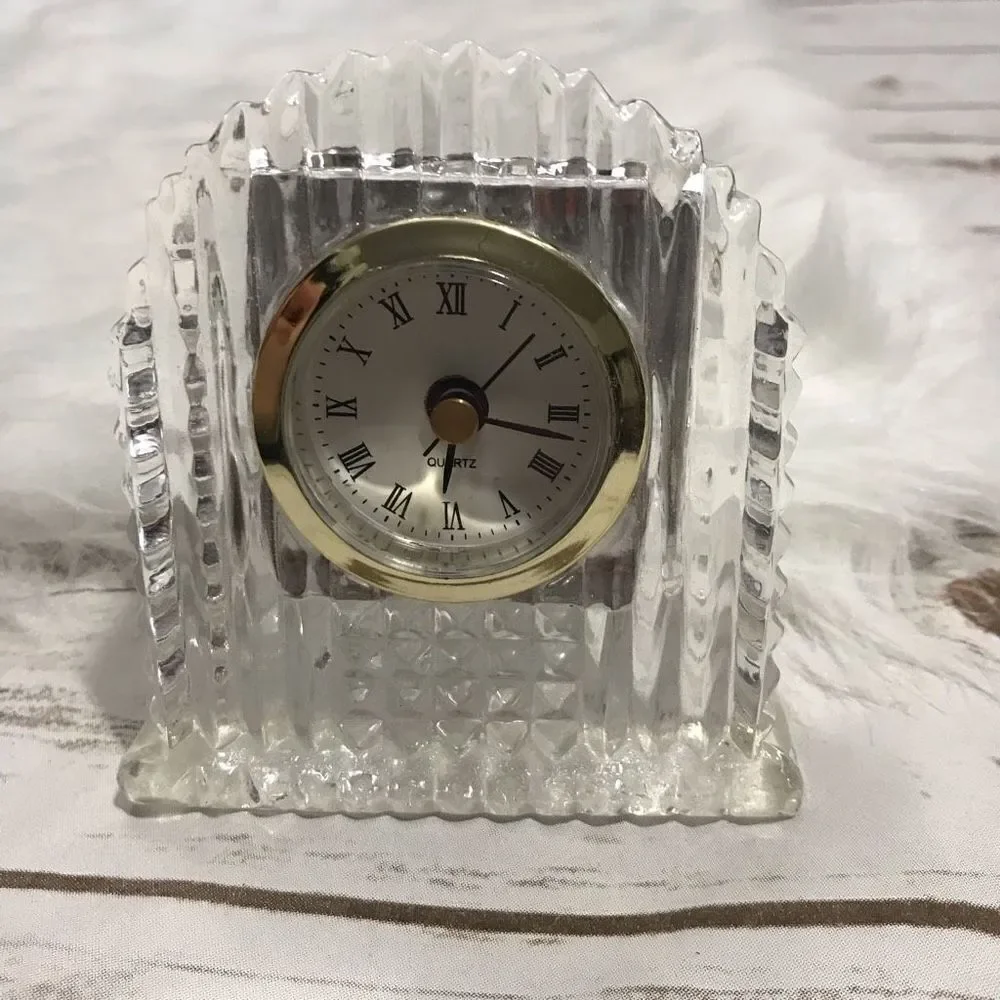 Crystal Glass  Desk Clock Mantle Quartz‎ Movement
